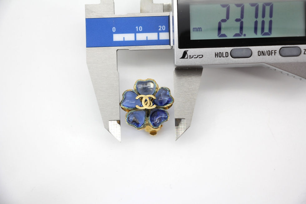 Thumbnail: Chanel Vintage 97P Gripoix Gold-plated Purple & Blue Camellia Clip-on Earrings