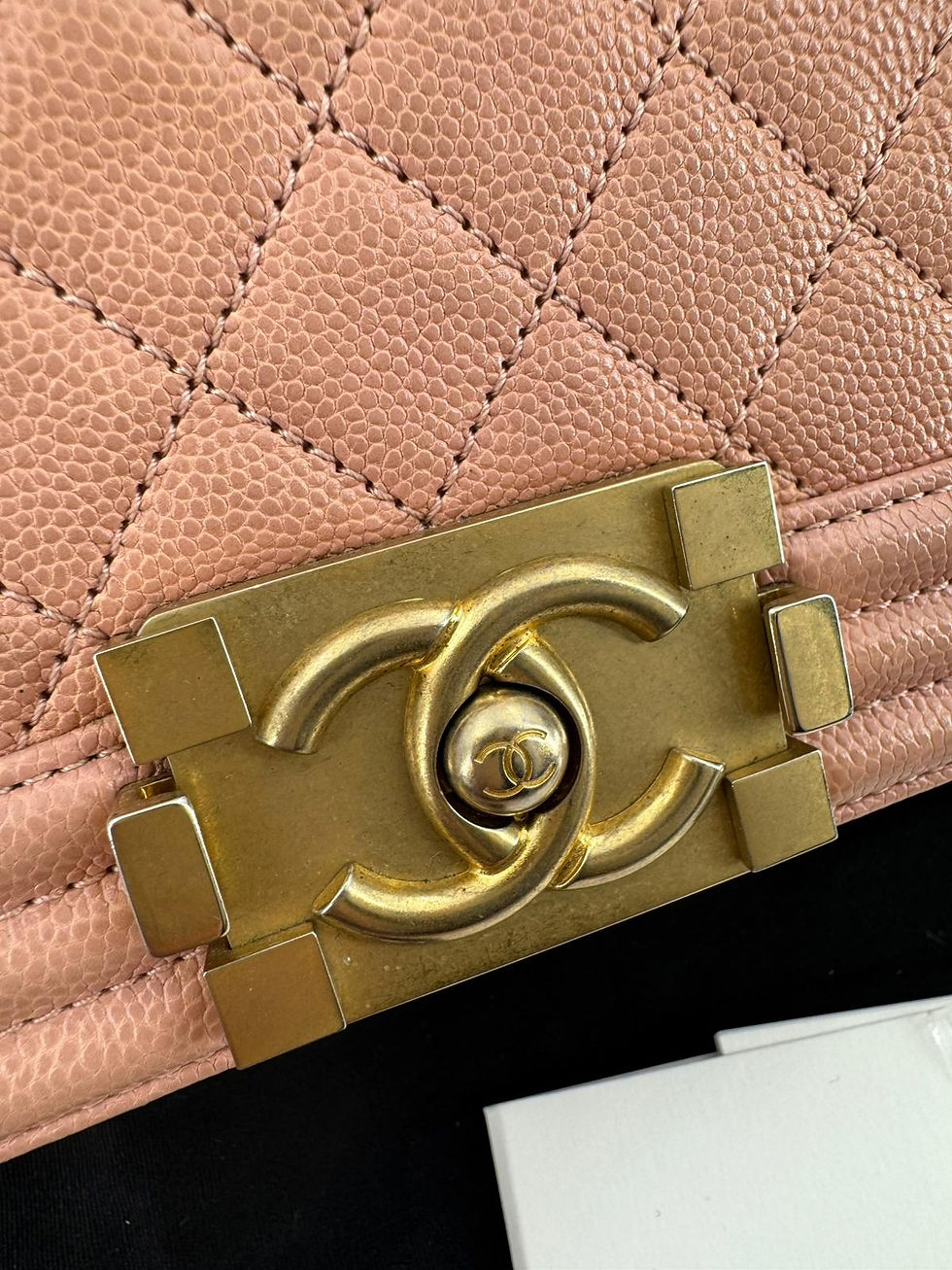Thumbnail: Chanel 2018 Caviar Leather Light Pink Small Boy Bag with Gold Hardware  