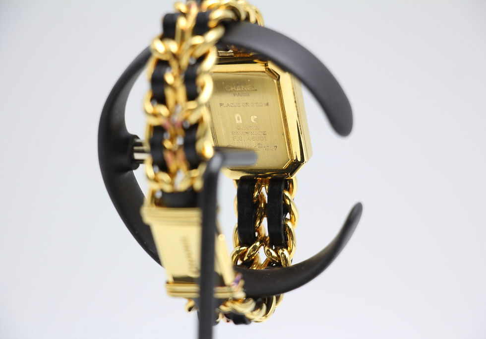 Thumbnail: Chanel Vintage 87 PREMIERE Leather Chain Gold Plated Watch