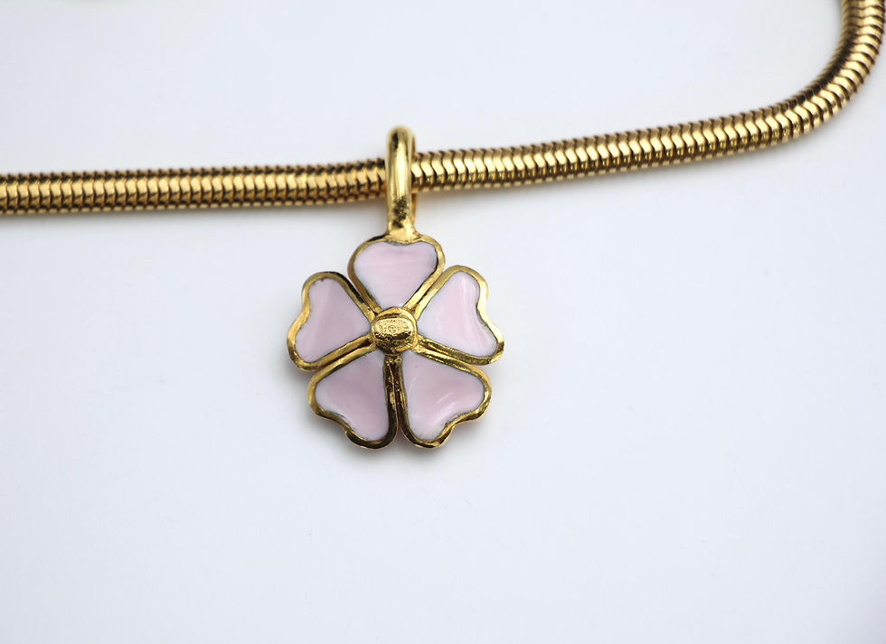 Thumbnail: Chanel Vintage 97P Gripoix Pink Camellia Pendant Necklace