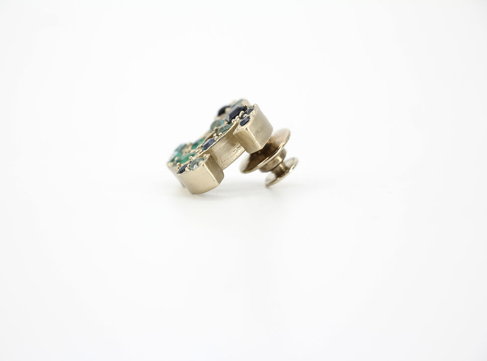 Thumbnail: Chanel Vintage 07A Gripoix Blue Black & Green Pebble Brooch 