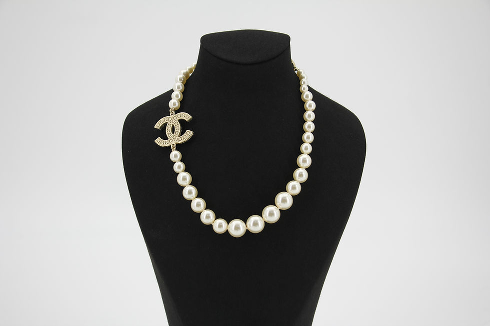 Thumbnail: Chanel F21V Imitation Pearl CC Mark 100th Anniversary Necklace