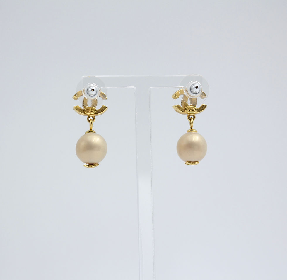 Thumbnail: Chanel Vintage 01P Rhinestone Pink & Imitation Pearl Dangle Stud Earrings 