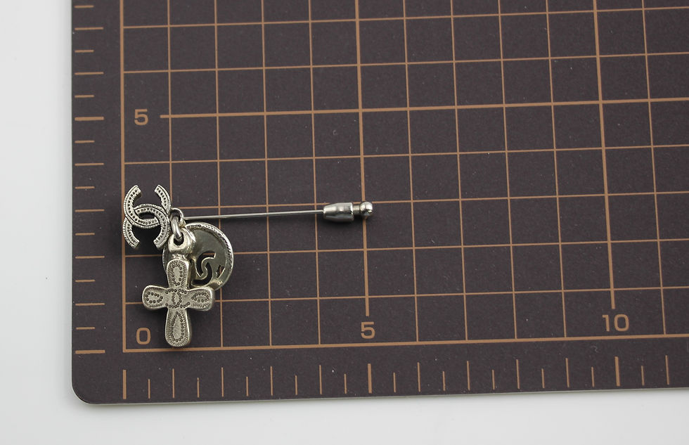 Thumbnail: Chanel Vintage 03P Metal Cross Silver Coin CC Brooch