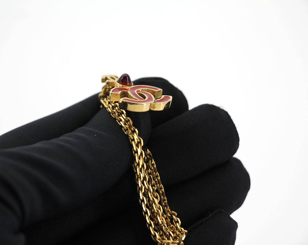 Thumbnail: Chanel Vintage 40-70 Enamel Red Depose Gold Necklace