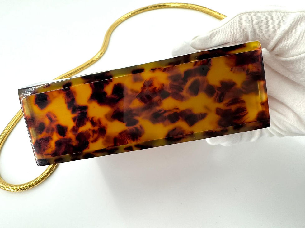 Thumbnail: Chanel Vintage 97P Tortoiseshell Plexiglass CC Evening Box Bag with 24k GP Chain