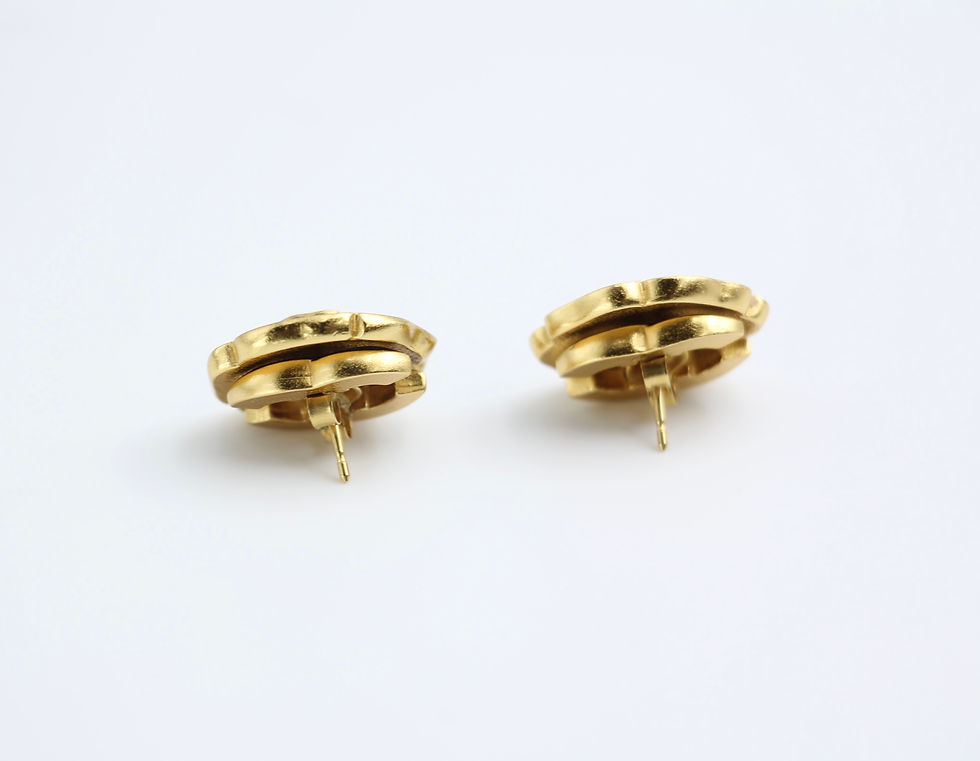 Thumbnail: Chanel Vintage 03P Enamel Green and Red Flower Stacking Stud Earrings 