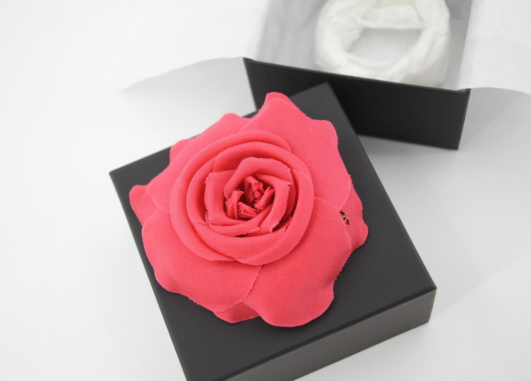 Chanel G26C Fabric Red Camellia Brooch 