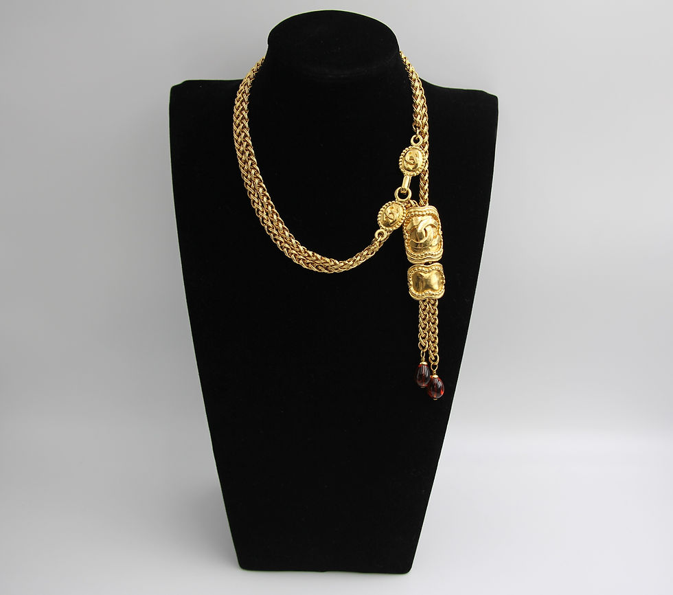 Thumbnail: Chanel Vintage 1996 Gripoix Red Bead Gold Plated Long Necklace /Stacking Wearabl