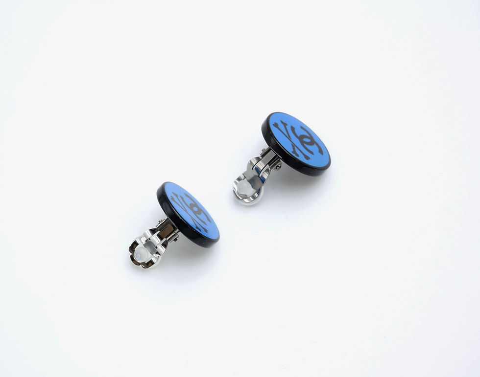Thumbnail: Chanel Vintage 03P Deep Blue Resin Skull Clip-on Earrings