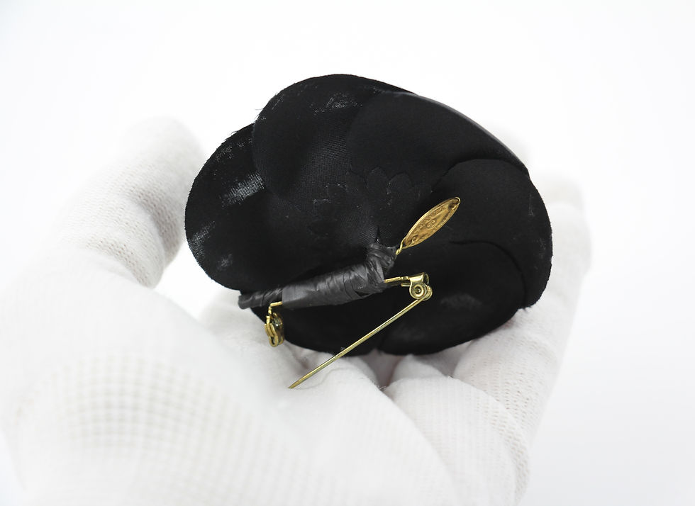 Thumbnail: Chanel Vintage 81-85 Silk Black Camellia Brooch