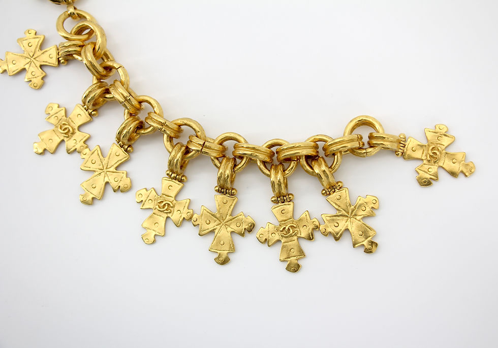 Thumbnail: Chanel Vintage 94P Gold Plated Eight Cross Bracelet