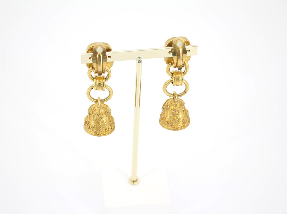 Thumbnail: Chanel Vintage 94A Red Grapevine Gold-plated Bell Clip-on Earrings