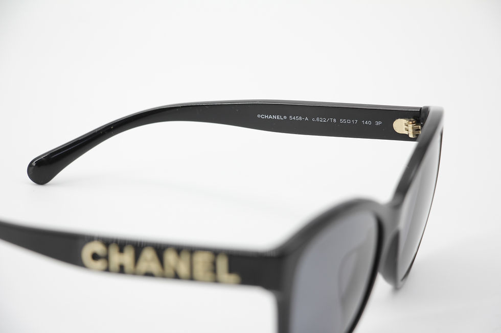 Thumbnail: Chanel 2021 Resin Black with Gold-Tone Lettering Sunglasses 