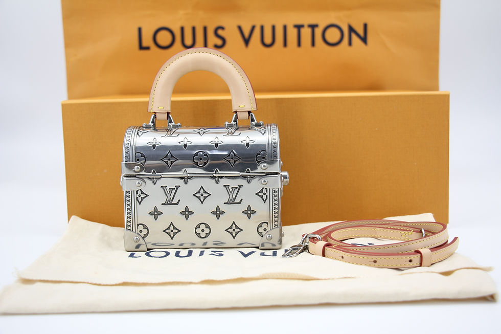 Thumbnail: Louis Vuitton 2022 Metal Silver Monogram Mini Treasure Trunk Minaudiere  