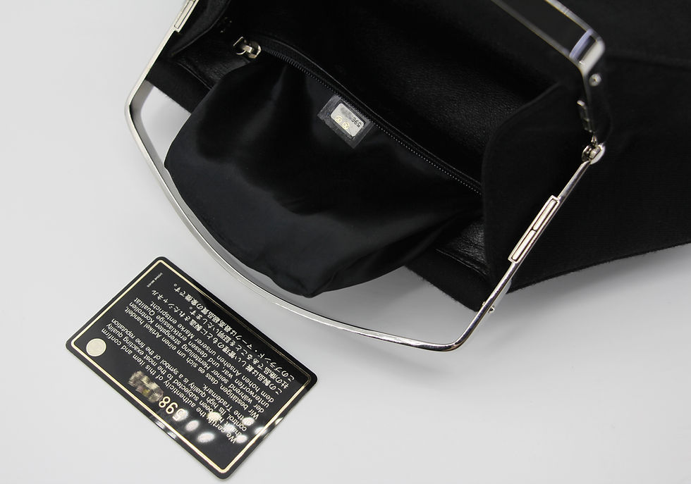 Thumbnail: Chanel Vintage 97-99 Metal & Suede Black Silver Top Handle Satchel Clutch Evenin