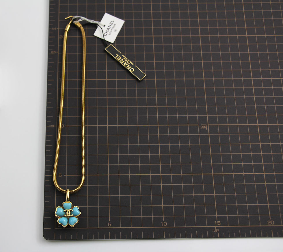 Thumbnail: Chanel Vintage 97P Gripoix Blue Camellias Pendant Necklace