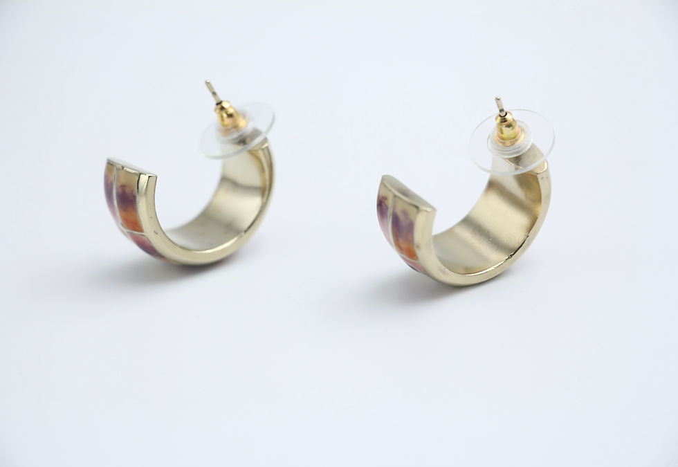 Thumbnail: Chanel 16C Metal Purple Gradient Curved Stud Earrings