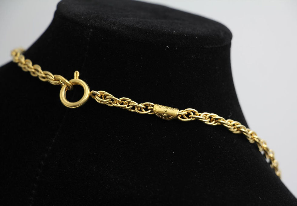 Thumbnail: Chanel Vintage 71-80 Two Rhinestones Double-Sided CC Logo Necklace 
