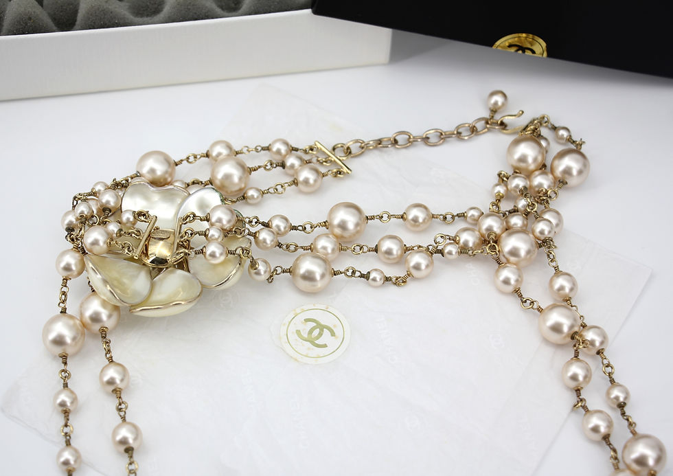 Thumbnail: Chanel Vintage 02A Imitation Pearl White Camellia Long Necklace