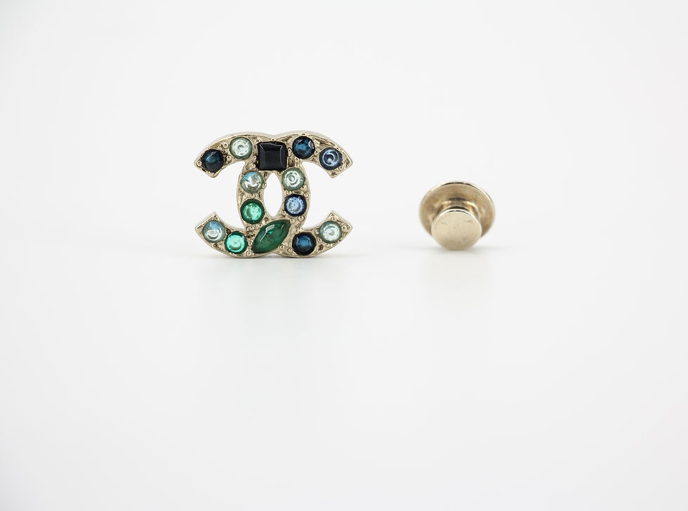 Thumbnail: Chanel Vintage 07A Gripoix Blue Black & Green Pebble Brooch 