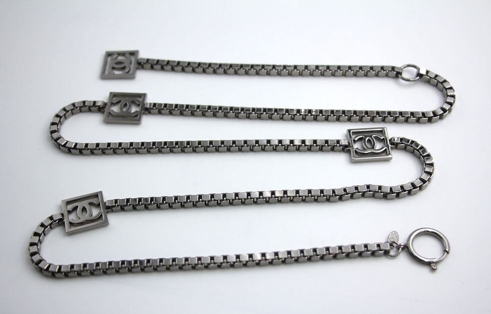 Thumbnail: Chanel Vintage 06A Metal Four CC Silver Square Buckle Waist Chain 97CM