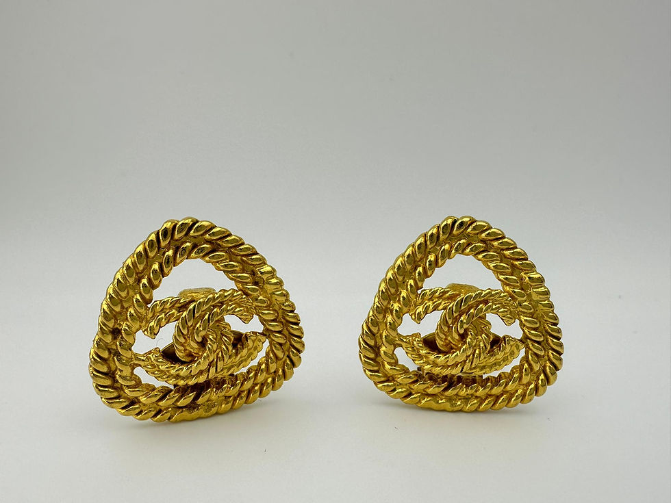 Thumbnail: 1991 Chanel vintage triangular gold-plated earrings