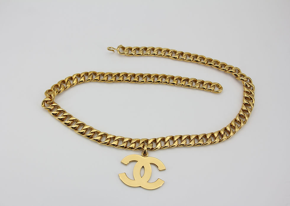 Thumbnail: Chanel Vintage 93P Gold-plated Large CC Wave Rotating Lock Long Waist Chain