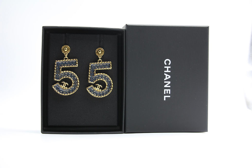 Thumbnail: Chanel 24P Metal Denim No.5 Stud Earrings