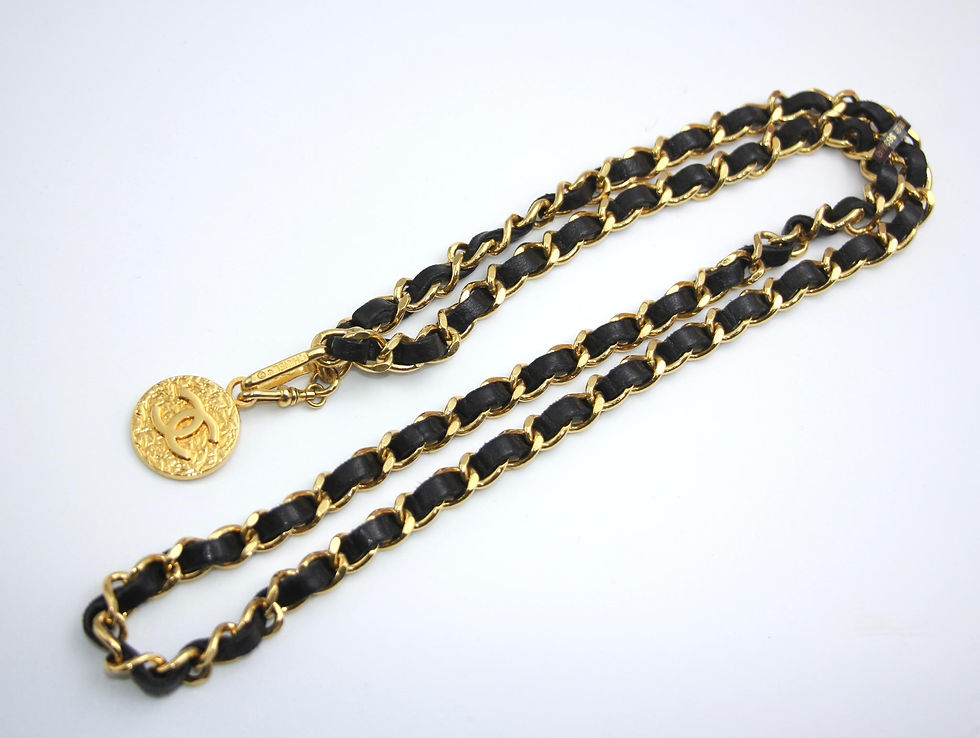 Thumbnail: Chanel Vintage 82 Gold-Plated Genuine Leather Coin Chain Waist Chain