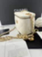 Thumbnail: Chanel 2021 Lambskin Leather White Quilted Classic Mini Vanity Case with Chain i