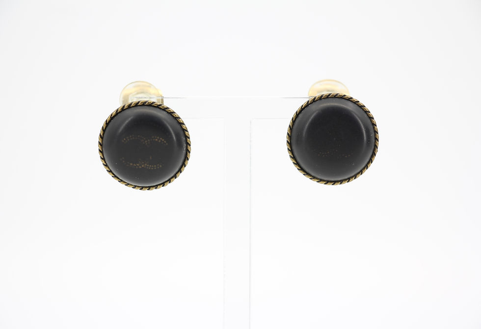 Thumbnail: Chanel Vintage 00A Metal Black Round Clip-on Earrings