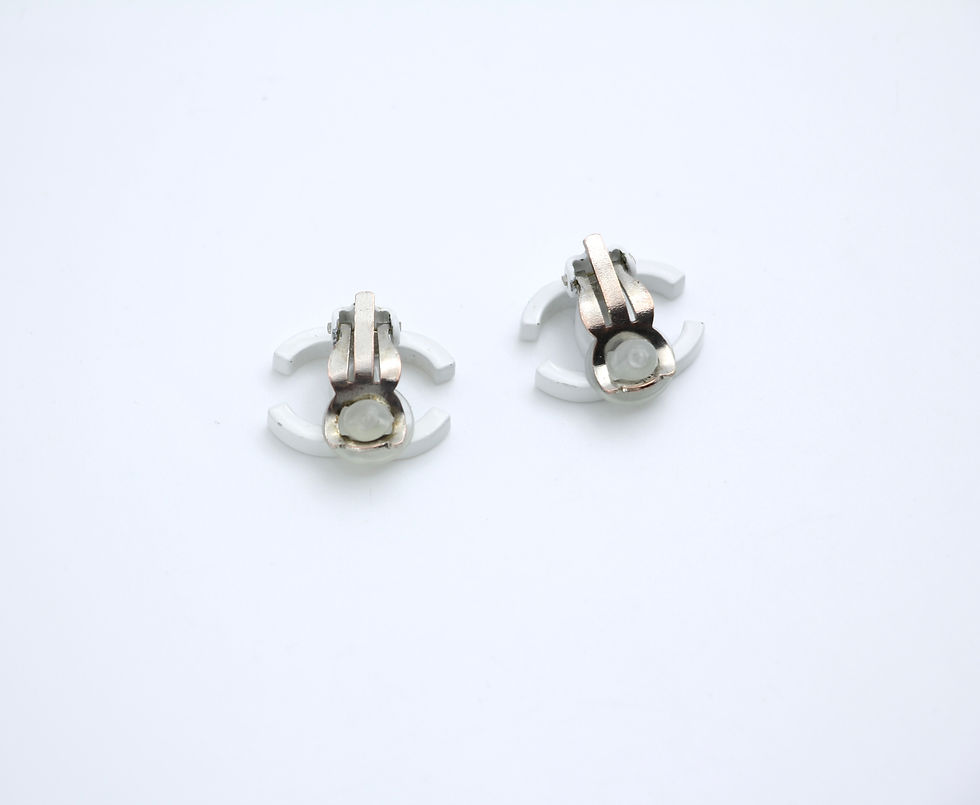 Thumbnail: Chanel Vintage 04C Resin All-White Simple Style Clip-on Earrings