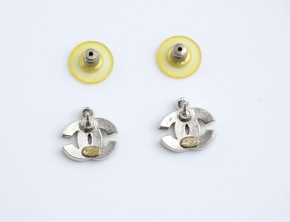 Thumbnail: Chanel Vintage 04P Rhinestone Matte Purple Silver CC Stud Earrings 