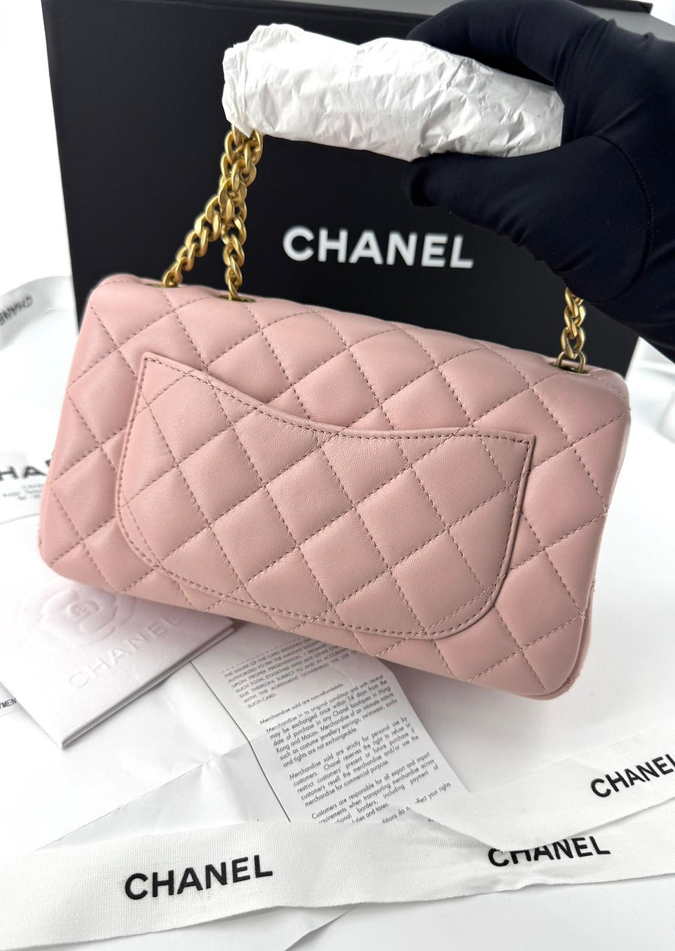 Thumbnail: Chanel 23s Lambskin Quilted Camellia Crush Mini Pink Flap Bag with Gold Hardware
