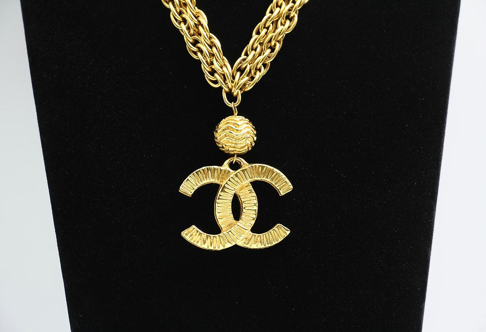Thumbnail: Chanel Vintage 71-80年鍍金cc標誌圓球吊墜頸鏈