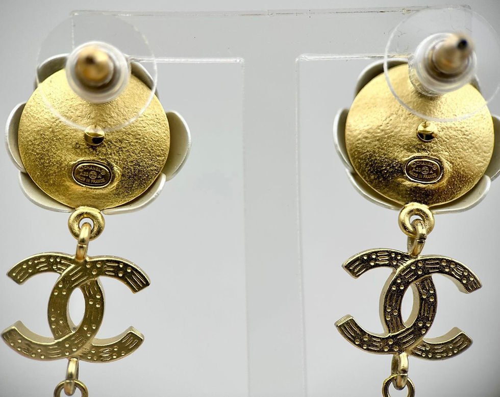 Thumbnail: Chanel A20 Rhinestone Imitation Pearl Metal Camellia Earrings
