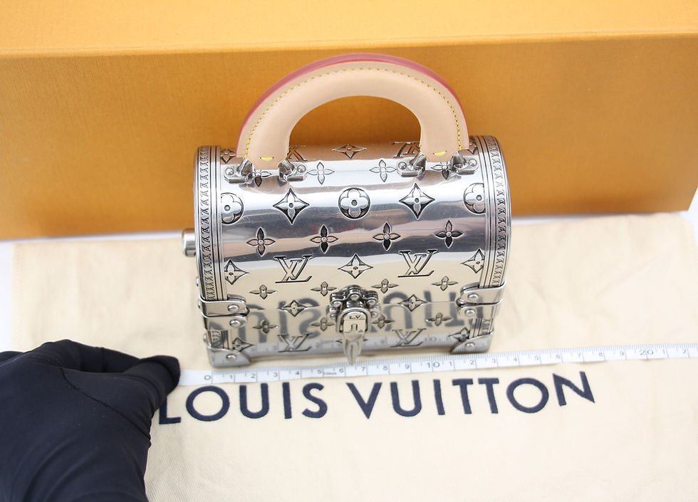 Thumbnail: Louis Vuitton 2022 Metal Silver Monogram Mini Treasure Trunk Minaudiere  