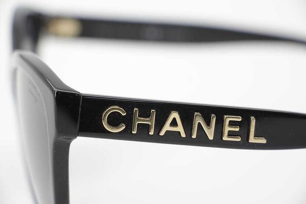 Thumbnail: Chanel 2021 Resin Black with Gold-Tone Lettering Sunglasses 