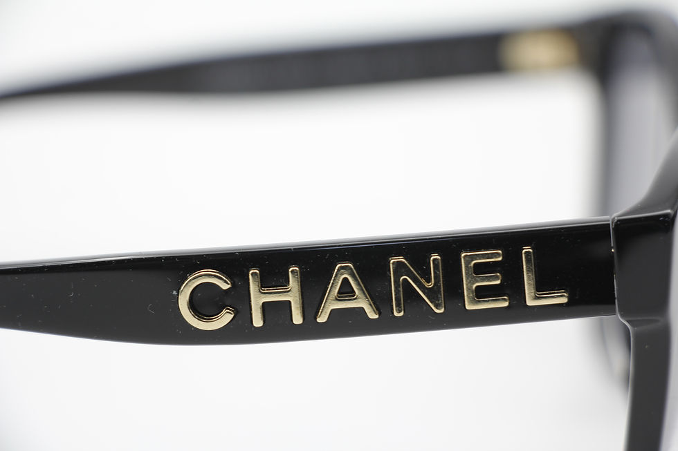 Thumbnail: Chanel 2021 Resin Black with Gold-Tone Lettering Sunglasses 