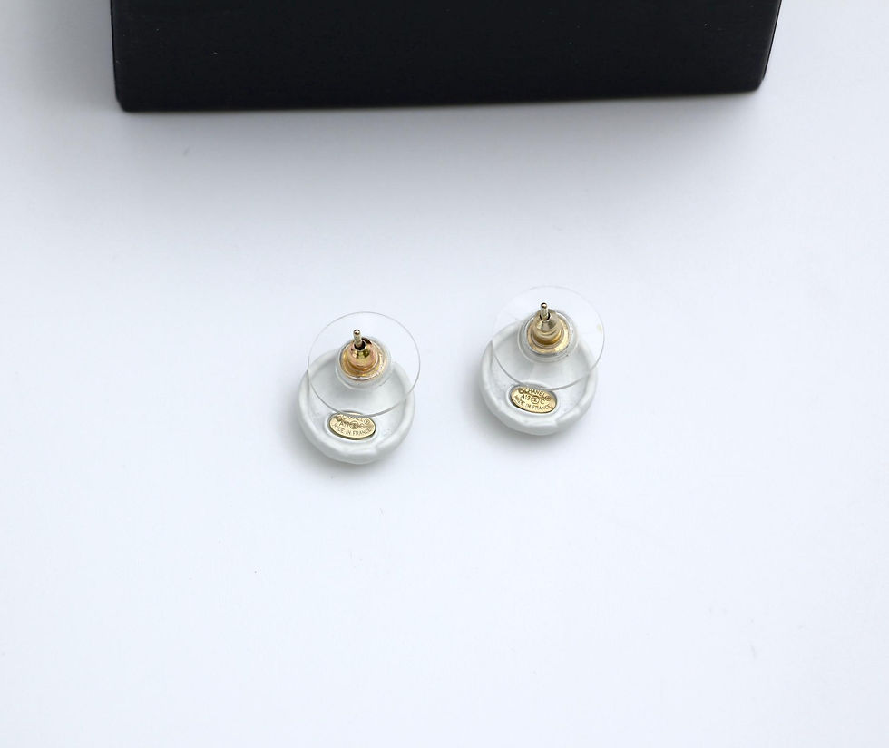 Thumbnail: Chanel 19C White Resin CC Logo Stud Earrings
