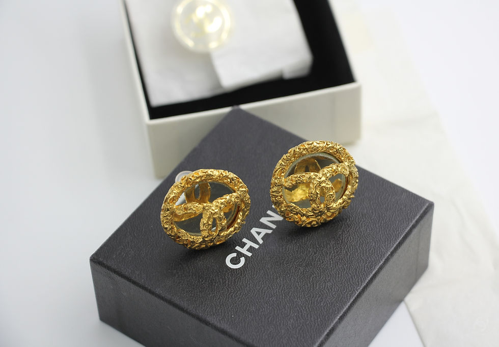 Thumbnail: Chanel Vintage 93A Rare Lava Gripoix Mirror Clip-on Earrings