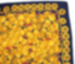 Thumbnail: Chanel 100% Silk Navy Blue Chain and Gold Coin Pattern Scarf 