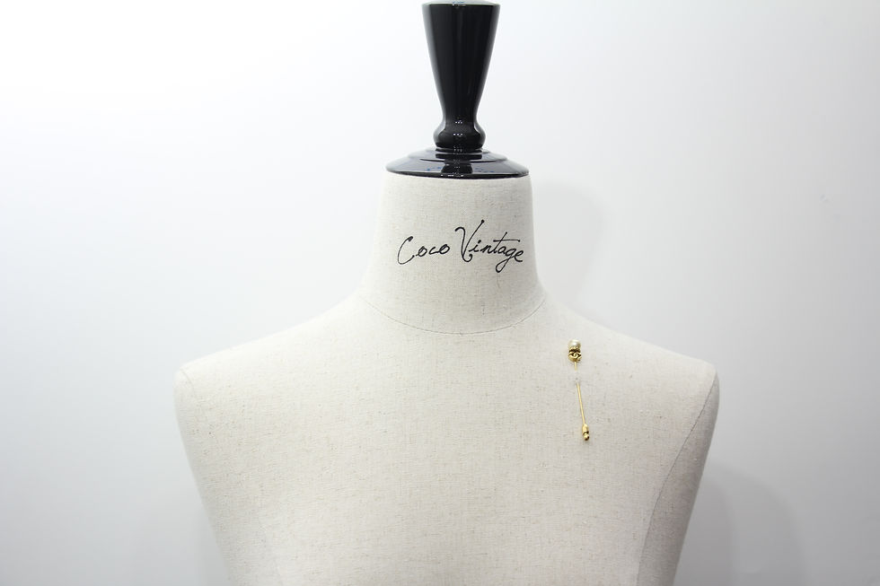 Thumbnail: Chanel Vintage 54-71 Gold-plated Imitation Pearl Twist CC Bar Brooch