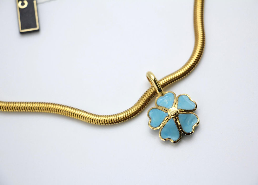 Thumbnail: Chanel Vintage 97P Gripoix Blue Camellias Pendant Necklace