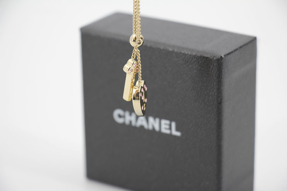 Thumbnail: Chanel Vintage 02P Rhinestone Pink Heart Key Metal Necklace