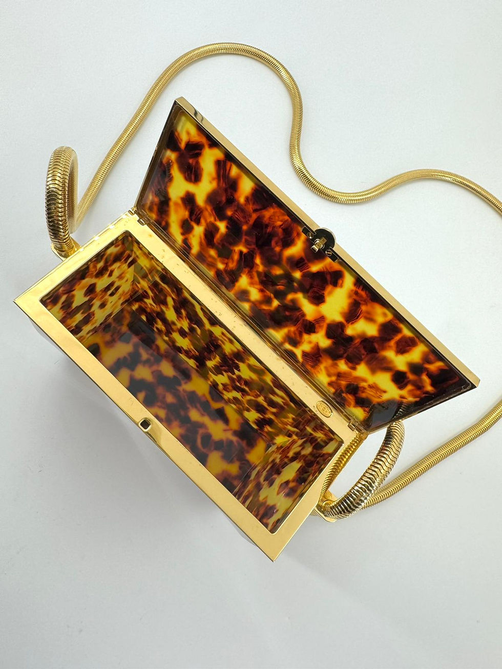 Thumbnail: Chanel Vintage 97P Tortoiseshell Plexiglass CC Evening Box Bag with 24k GP Chain