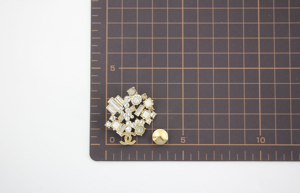 Thumbnail: Chanel Vintage 10A Rhinestone Irregular Geometric Pattern Gold Brooch