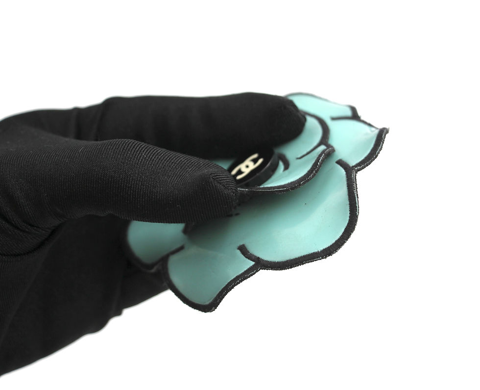 Thumbnail: Chanel Vintage 95 Light Blue Embroidered Camellia Brooch