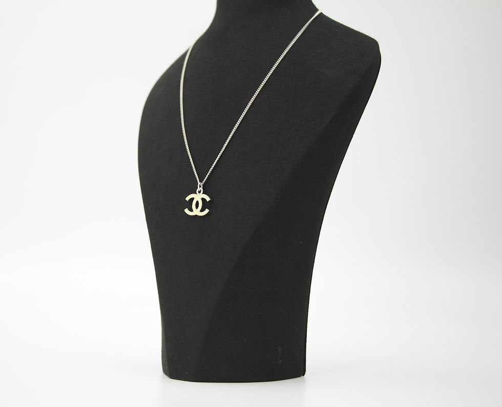 Thumbnail: Chanel Vintage 07V Enamel Classic White CC Light Gold Necklace
